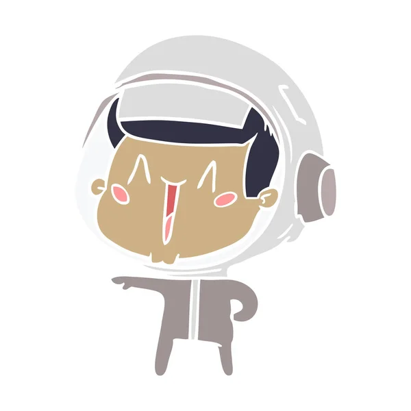 Gelukkig Egale Kleur Stijl Cartoon Astronaut Wijzen — Stockvector