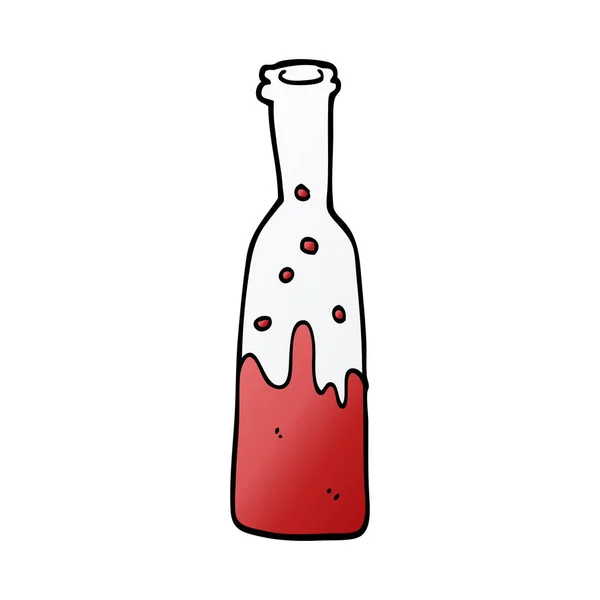 Cartone Animato Doodle Bottiglia Con Vino Sloshing — Vettoriale Stock