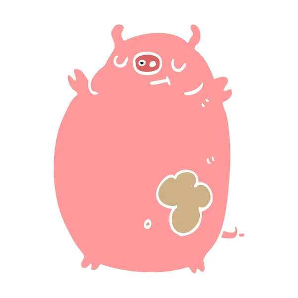 扁平色风格卡通肥猪 — 图库矢量图片
