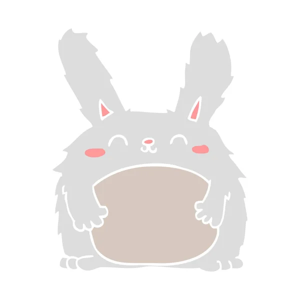 Plat Couleur Style Dessin Animé Lapin Poilu — Image vectorielle