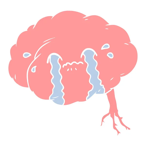 Cerebro Dibujos Animados Color Plano Con Dolor Cabeza — Vector de stock