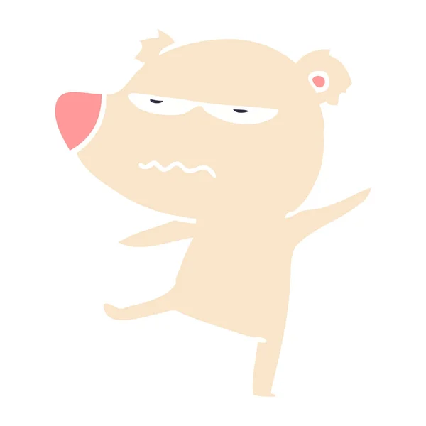 Annoyed Bear Flat Color Style Cartoon Pointing — Stock Vector