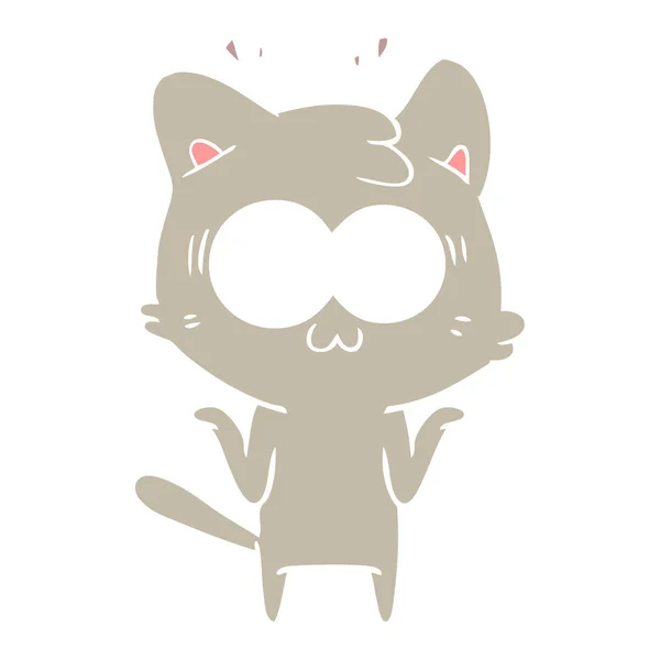 平板颜色风格动画片惊讶猫 — 图库矢量图片