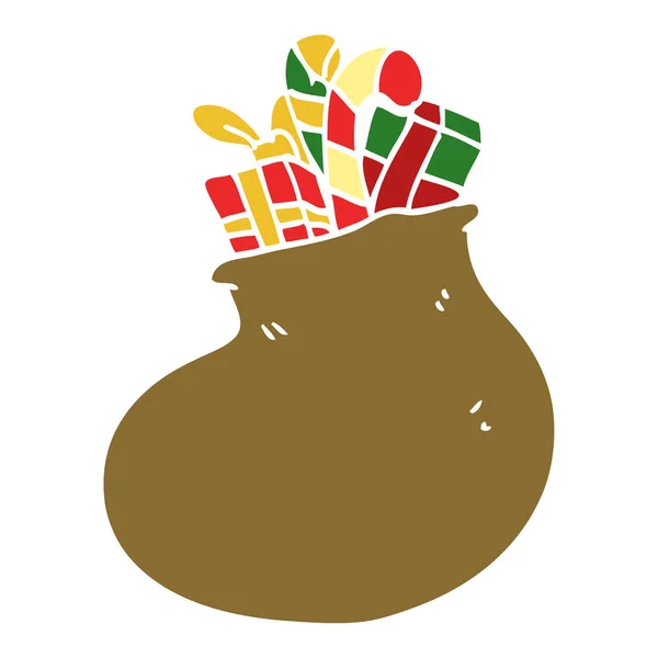 Bolsa Dibujos Animados Garabato Regalos Navidad — Vector de stock