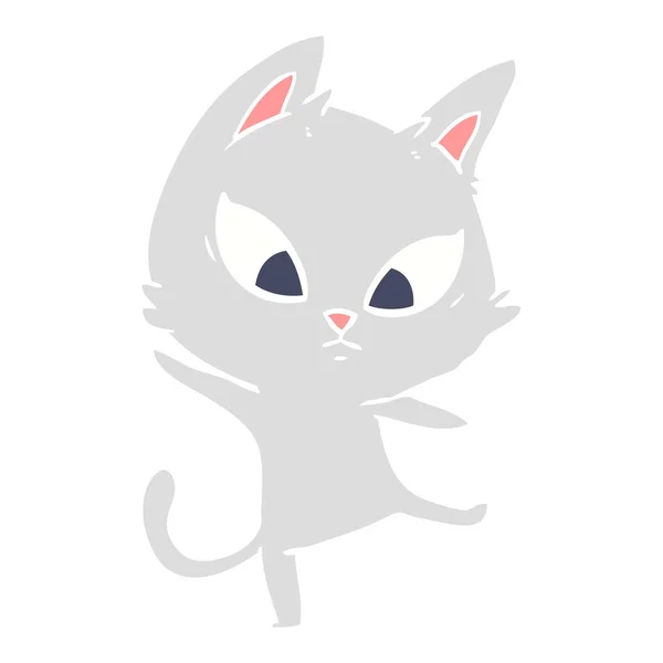 Couleur Plate Confuse Style Dessin Animé Chat — Image vectorielle