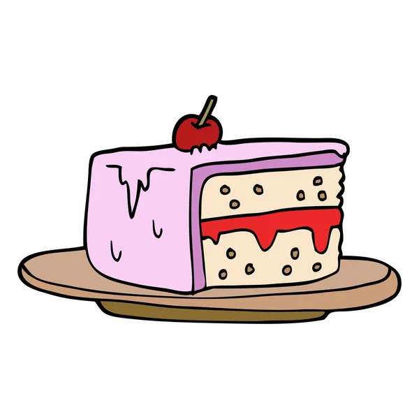 Fetta Cartoon Doodle Torta — Vettoriale Stock