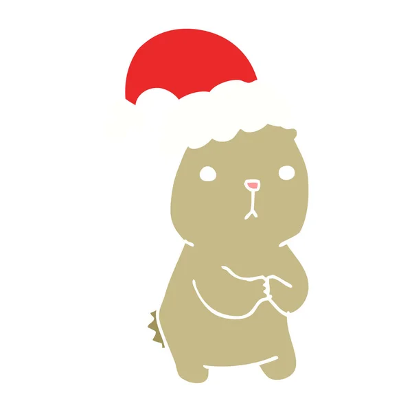 Flat Color Style Cartoon Christmas Bear Worrying — Stock Vector