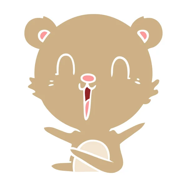 幸せな笑いフラット カラー スタイル漫画クマ — ストックベクタ