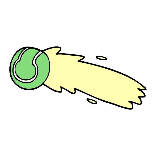 Desenho Animado Doodle Voando Bola Tênis — Vetor de Stock