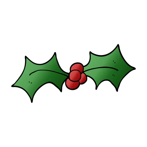 Dibujos Animados Doodle Xmas Holly — Vector de stock