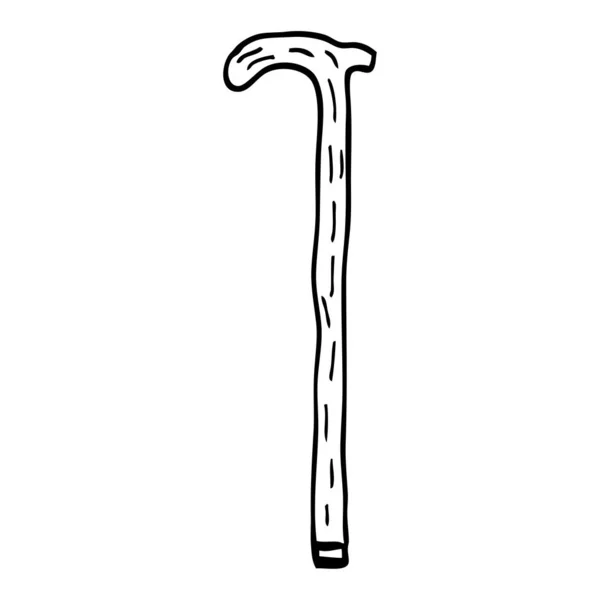 Line Drawing Cartoon Walking Stick — Stock Vector
