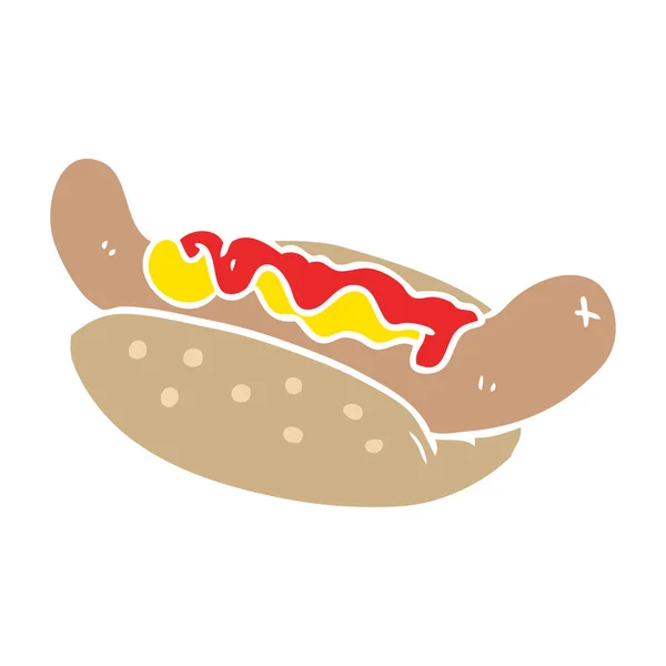 Płaski Kolor Stylu Cartoon Hot Dog — Wektor stockowy