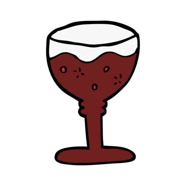 Cartoon Doodle Glas Rode Wijn — Stockvector