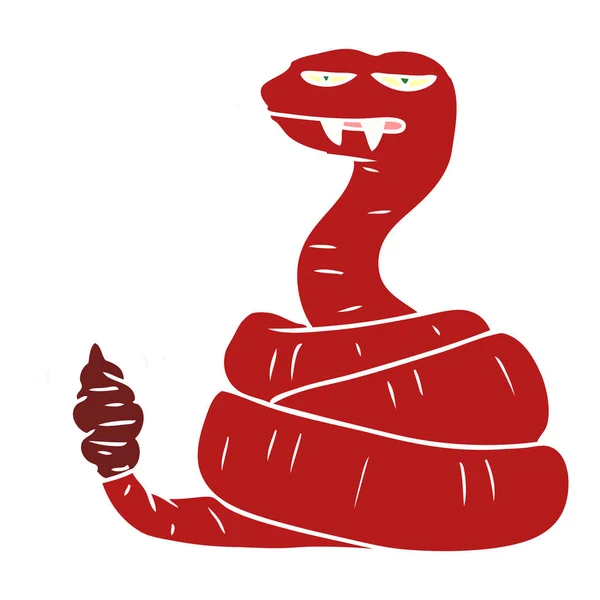 Злая Гремучая Змея Плоского Цвета — стоковый вектор