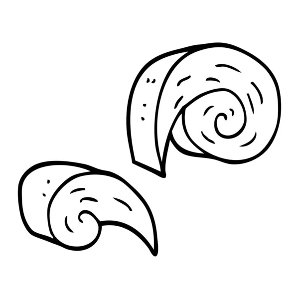 Line Drawing Cartoon Decorative Spiral Element — Stock Vector