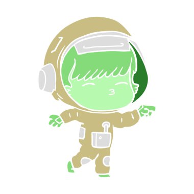 düz renk tarzı çizgi film meraklı astronot