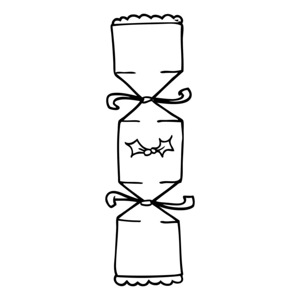 Linienzeichnung Cartoon Christmas Cracker — Stockvektor
