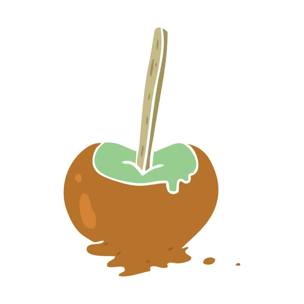 Flat Color Style Cartoon Toffee Apple — Stock Vector