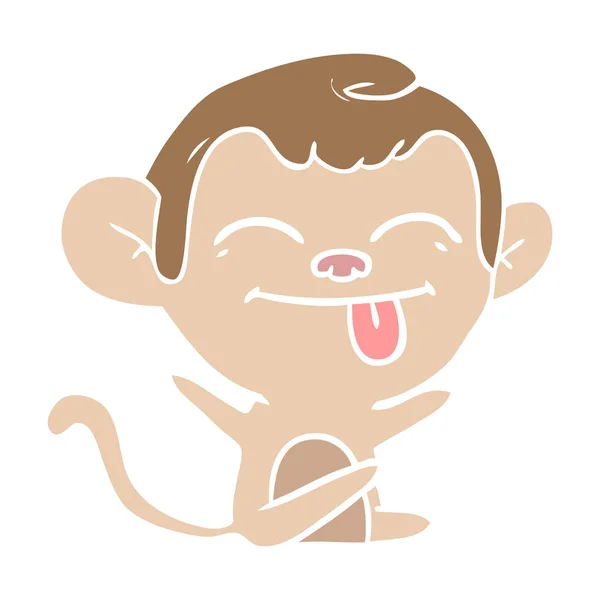 Funny Flat Color Style Cartoon Monkey — Stock Vector