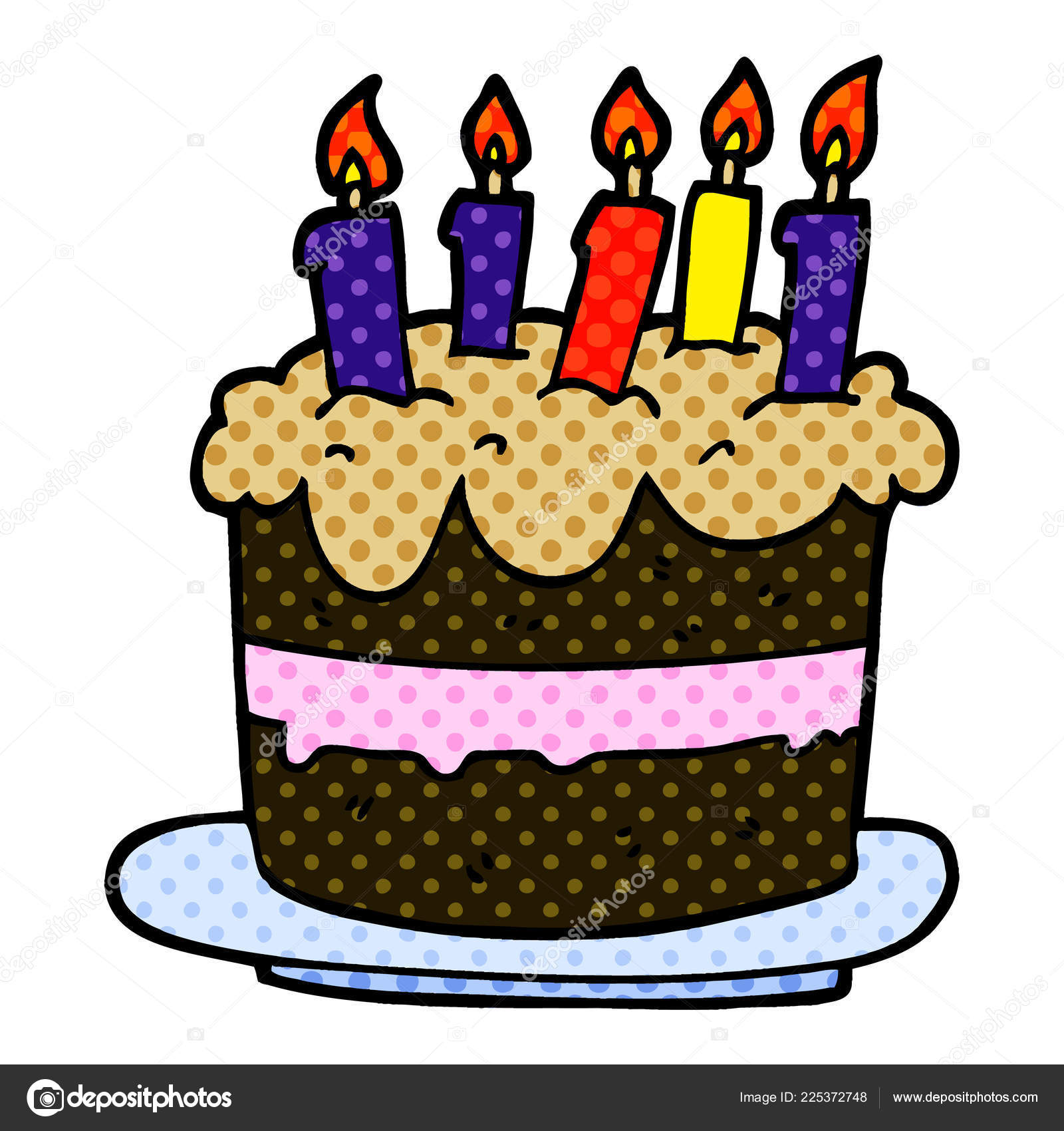 Dessin Anime Doodle Gateau Anniversaire Image Vectorielle Lineartestpilot C