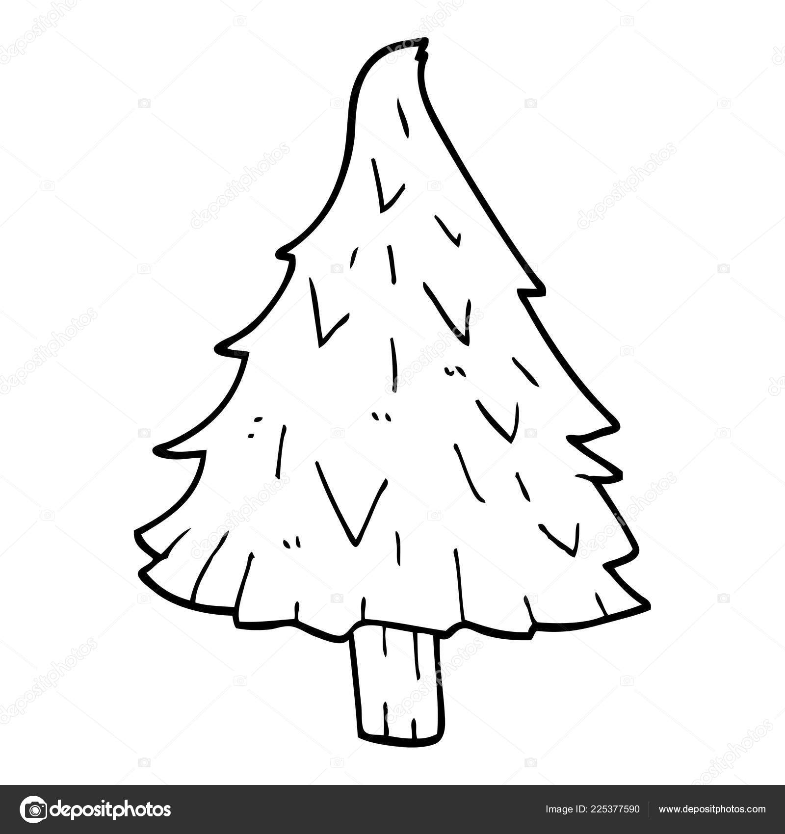 Line Drawing Cartoon Christmas Tree Vector Image By C Lineartestpilot Vector Stock 225377590