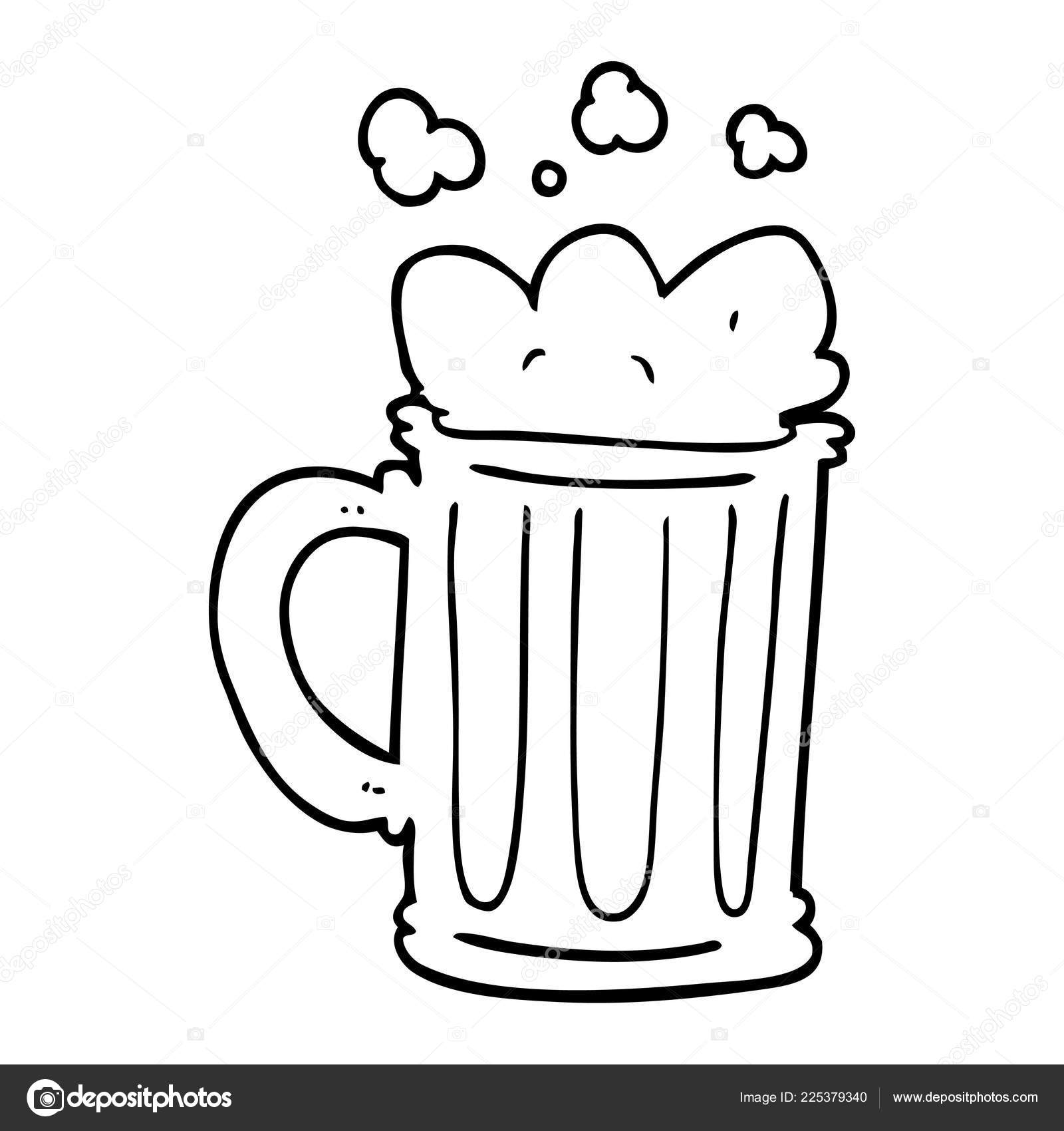 Line Drawing Cartoon Pint Beer Stock Vector C Lineartestpilot