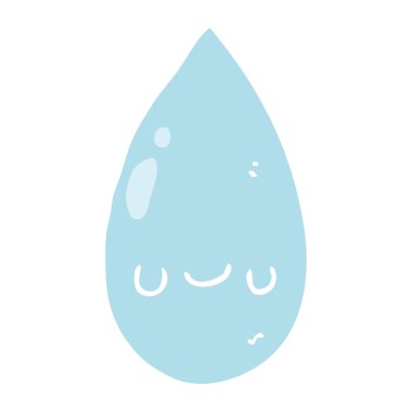 düz renk tarzı çizgi film sevimli yağmur damlası