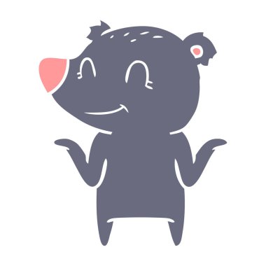 omuzlarında shrugging ayı gülümseyen