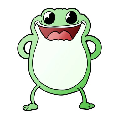 çizgi film doodle kurbağa beyaz arka plan üzerinde