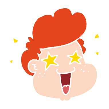 düz renk tarzı çizgi film çocuğun yüzünü