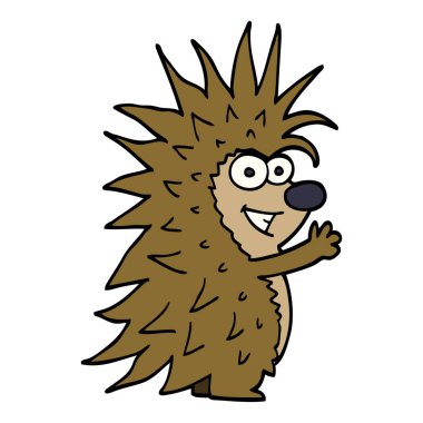 çizgi film doodle dikenli kirpi