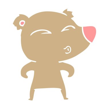 ayı ıslık düz renk stil çizgi film