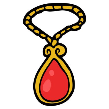 çizgi film doodle kırmızı kolye