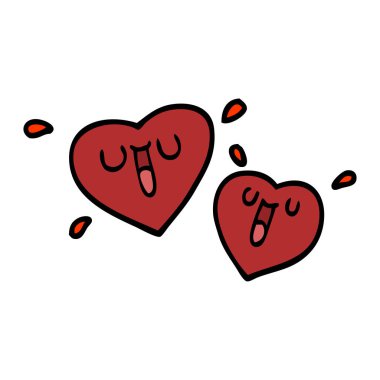 mutlu karikatür doodle kalpler