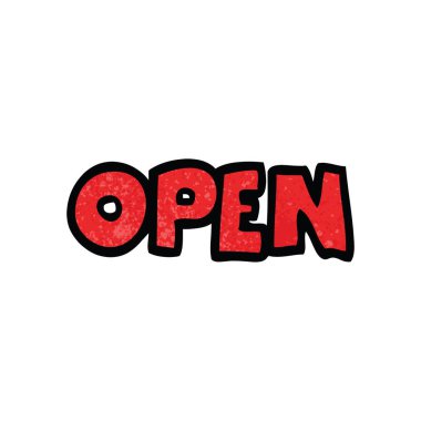 Doodle açık işareti karikatür