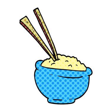 çizgi film doodle pirinç lezzetli kase