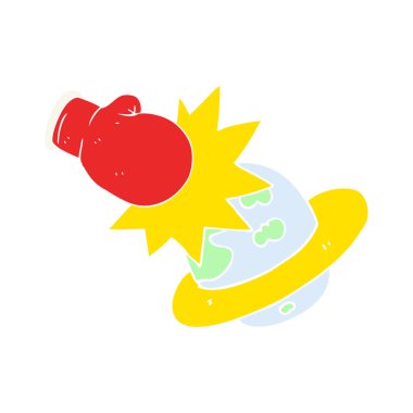 bir yumruk alarak gezegen düz renkli çizimi