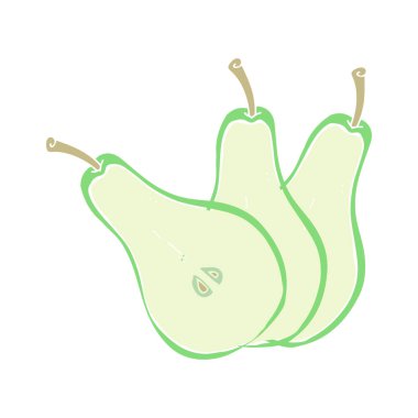 dilimlenmiş armut düz renkli çizimi