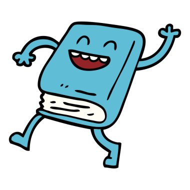 çizgi film doodle mutlu kitap sallayarak