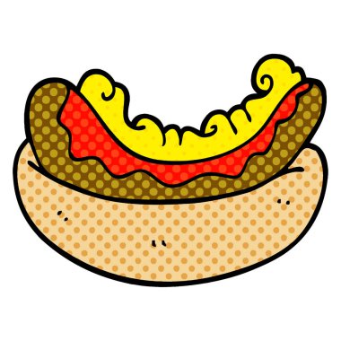 bir hotdog karikatür doodle