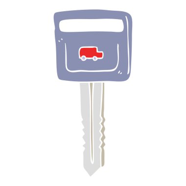 Araba anahtarı düz renkli çizimi