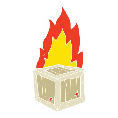 sandık yanan düz renk illüstrasyon