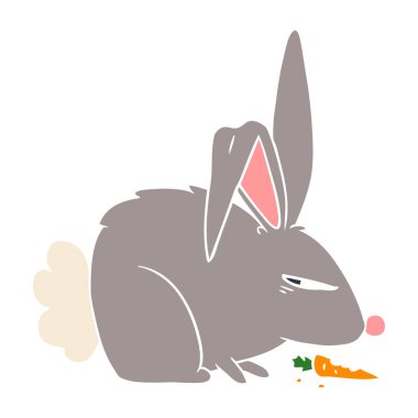 düz renk stil karikatür tavşan rahatsız