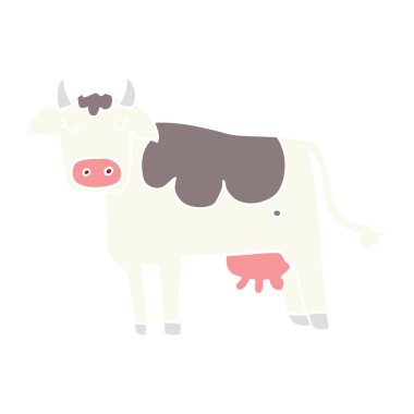 düz renk stil karikatür inek