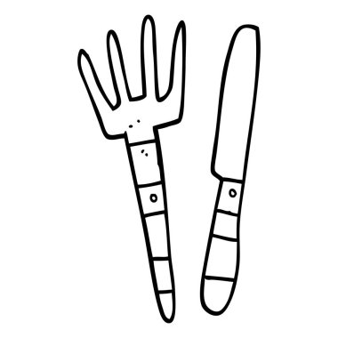 çizim karikatür bıçak ve çatal