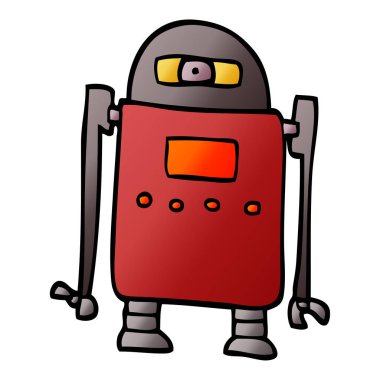 çizgi film doodle robot beyaz arka plan üzerinde