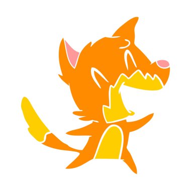 Fox düz renk stil çizgi film gülüyor