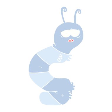 düz renk tarzı çizgi film yorgun tırtıl