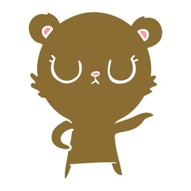 huzurlu düz renk tarzı çizgi film ayı