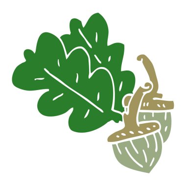 çizgi film beyaz arka plan üzerinde meşe palamudu doodle